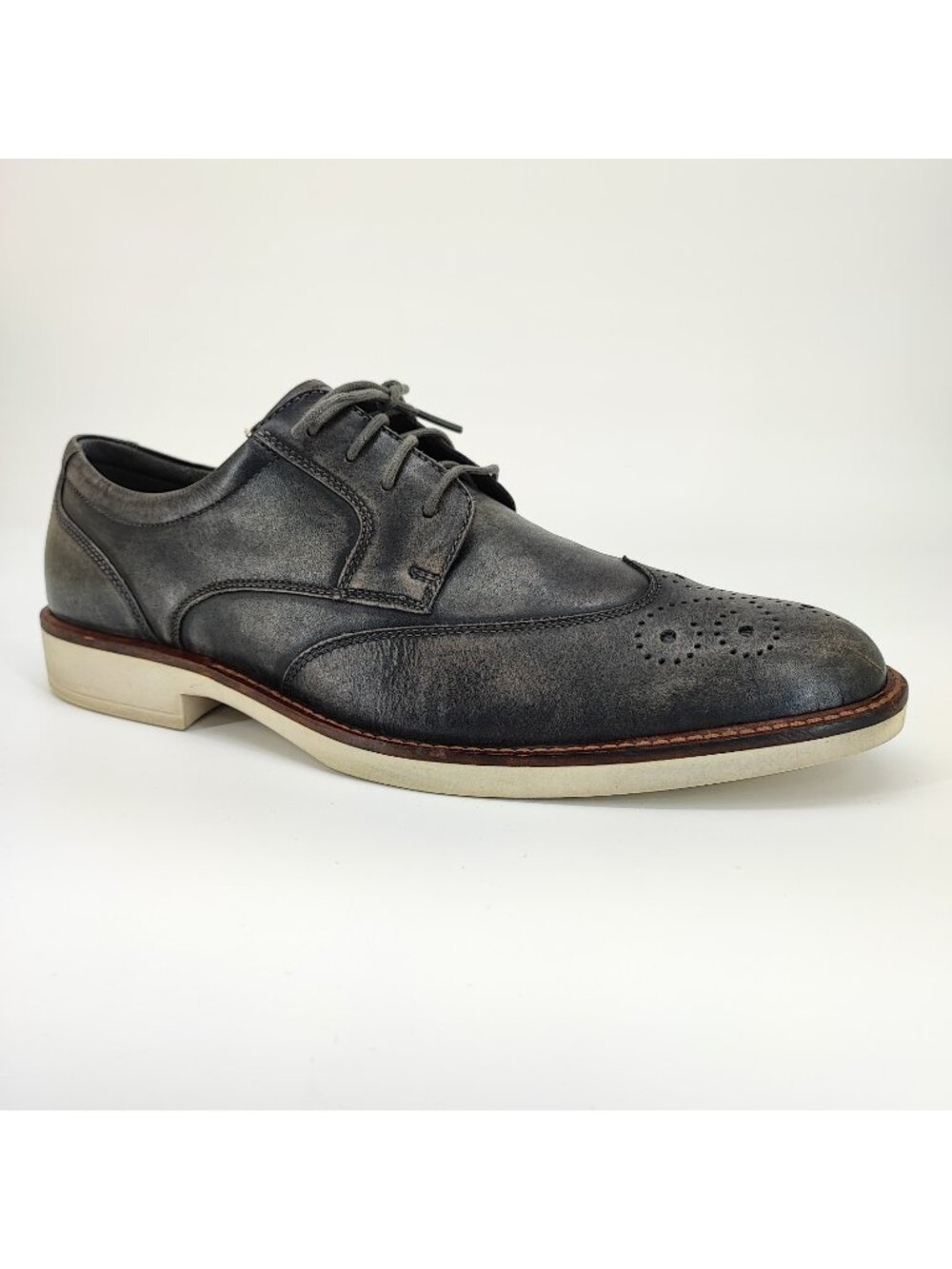 ECCO Biarritz Brogue Derby Oxford Men's Size 11 US Grey Leather Shoes 6303